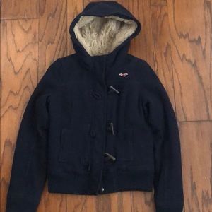 Hollister Faux Fur-Lined Wool Blend Bomber Jacket